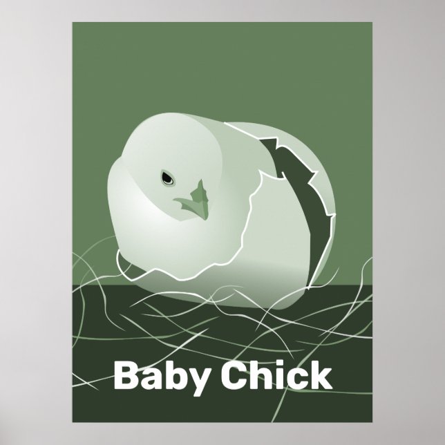 Baby Chick Grönt Kitchen Wall Art Poster (Framsidan)