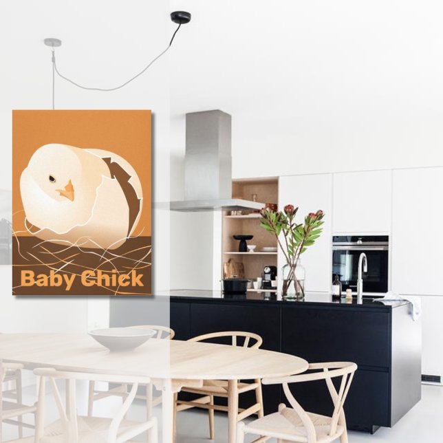 Baby Chick Hatching Orange Kitchen Canvastryck (Baby Chick Hatching Orange Kitchen Canvas Print)