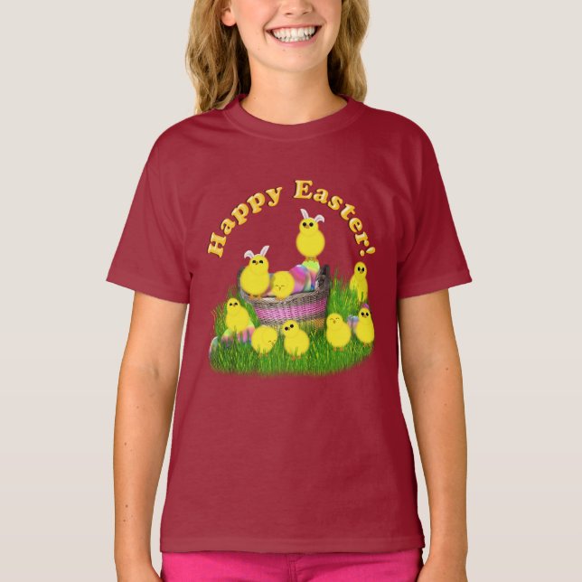 Baby Chick Påsk Basket T Shirt (Framsida)