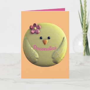 Baby chick söt gult och rosa girly vår kort
