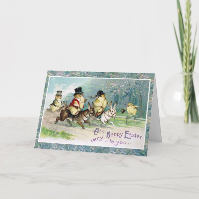 Baby Chickar på engelska Hunt om Påsk Morn' Helgkort (Framsida)