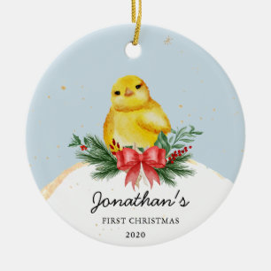Baby Chicken Baby under första juldagen Julgransprydnad Keramik