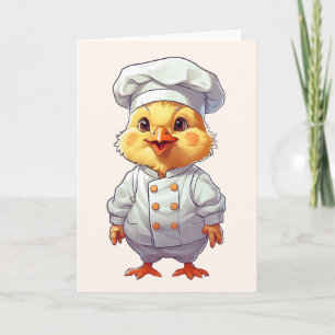 Baby Chicken Chef Illustration Blank Hälsning Kort