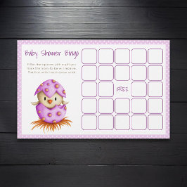 Baby Chicken Hatching Rosa Baby Shower Bingo Card