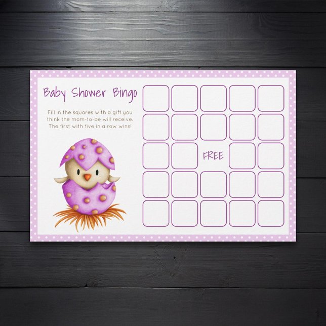 Baby Chicken Hatching Rosa Baby Shower Bingo Card (Skapare uppladdad)