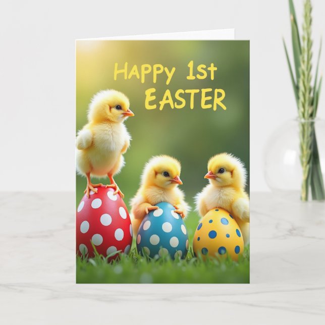 Baby Chicks Easter Greetings Card Kort (Framsida)