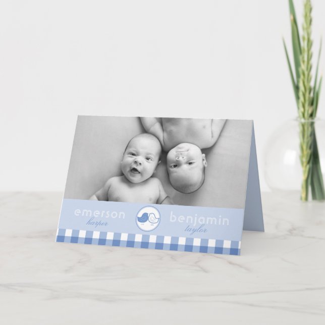 Baby Chicks Twin Boys Photo Birth Meddelanden (Framsida)