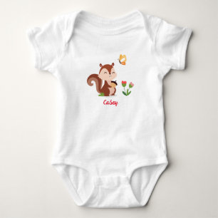 Baby Chipmunk med Acorn, Butterfly och Flowers T Shirt