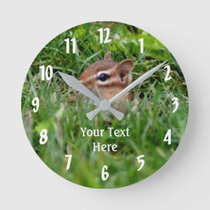 Baby Chipmunk Peeking Animal Rund Klocka