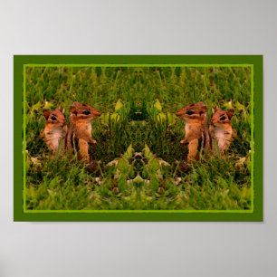 Baby Chipmunks Abstrakt Animal Art Art Poster