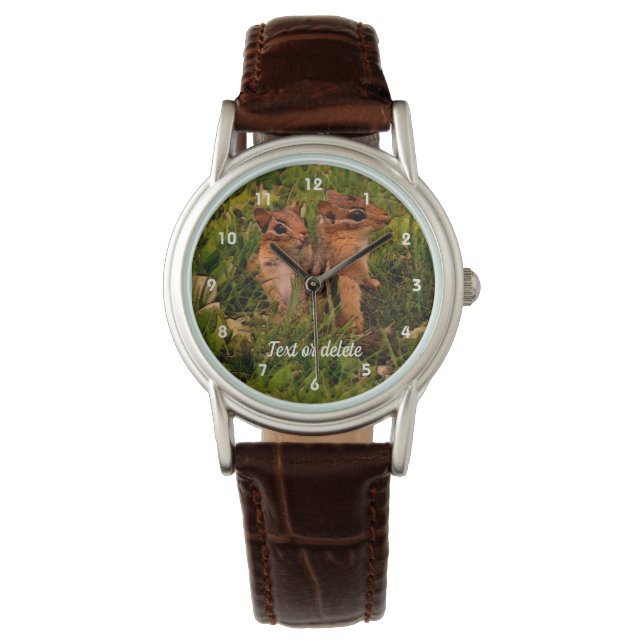 Baby Chipmunks Animal Art Personlig Armbandsur (Framsida)
