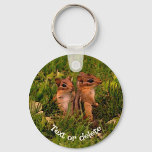 Baby Chipmunks Animal Art Personlig Nyckelring