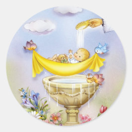 Baby Christening baptism-meddelandet Runt Klistermärke