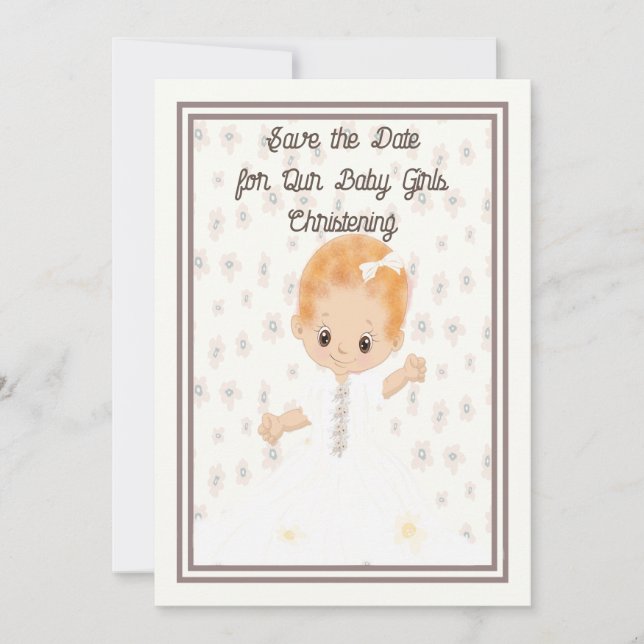 Baby Christening Save the Date Illustrated Baby Spara Datumet (Framsida)