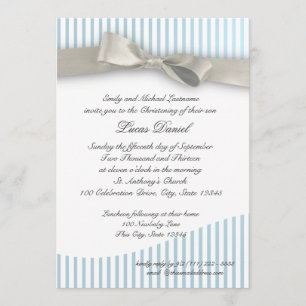 Baby Christening Streck med Bow Inbjudningar