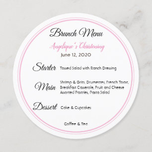 Baby Christine Brunch Menu Inbjudningar