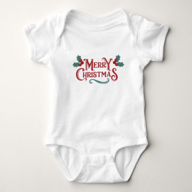 Baby Christmas One-Piece | Merry Christmas Outfit  T Shirt (Framsida)
