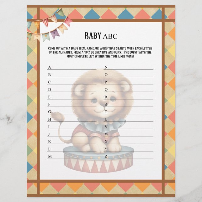 Baby Circus_ Baby ABC Tävling Game Brevhuvud (Framsida)