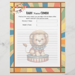 Baby Circus_ Baby Namn Combo Shower-match för Brevhuvud