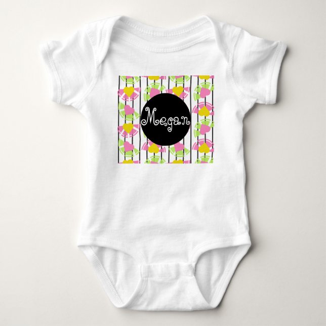 Baby Citron Hjärtan Mixränder Sommar T Shirt (Framsida)