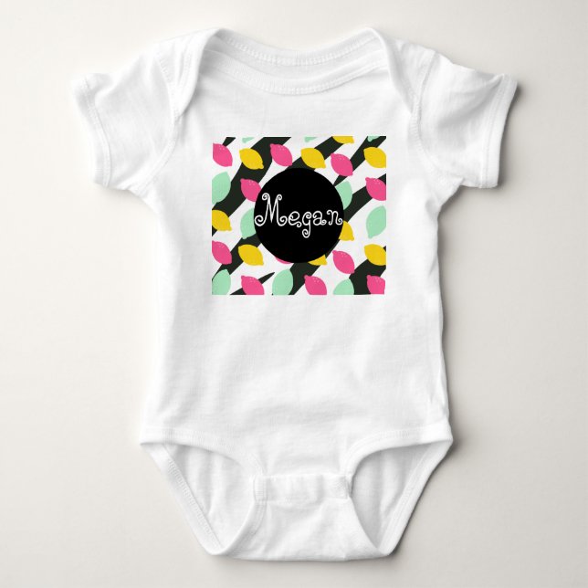 Baby Citron Mix Ränder Sommar T Shirt (Framsida)