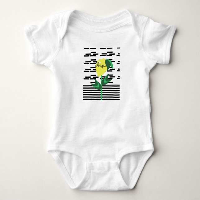 Baby Citron Växt Ränder Sommar T Shirt (Framsida)