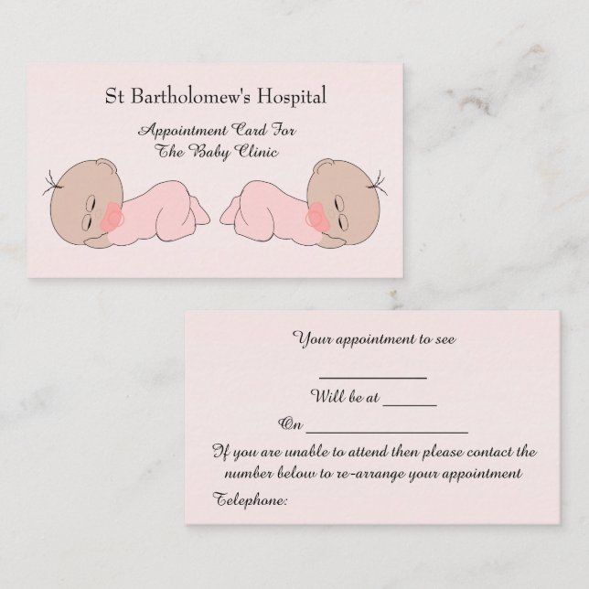 Baby Clinic Tidsbeställning Kort (Fram/baksida)