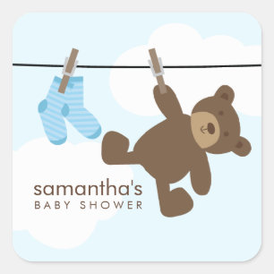 Baby Clothesline {blue} Fyrkantigt Klistermärke