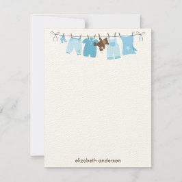 Baby Clothesline Flat Tackkort {blue} Anteckningskort
