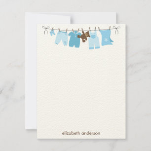 Baby Clothesline Flat Tackkort {blue} Anteckningskort