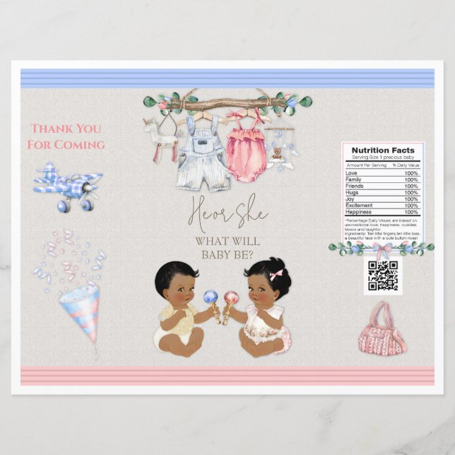 Baby Clothesline Gender Reveal Chip Bag (Framsida)