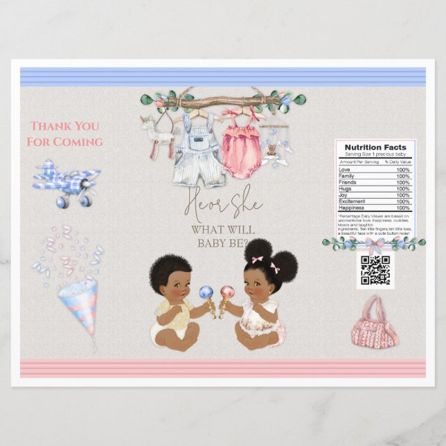 Baby Clothesline Gender Reveal Chip Bag (Framsida)