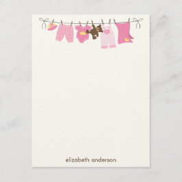 Baby Clothesline Girl Baby Shower Tack Anteckningskort