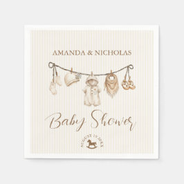 Baby Clothesline Neutral Baby Shower Striped Pappersservett