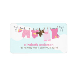 Baby Clothesline {rosa} Adressetikett