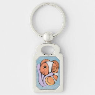 Baby Clownfish Keychain Rektangulärt Silverfärgad Nyckelring