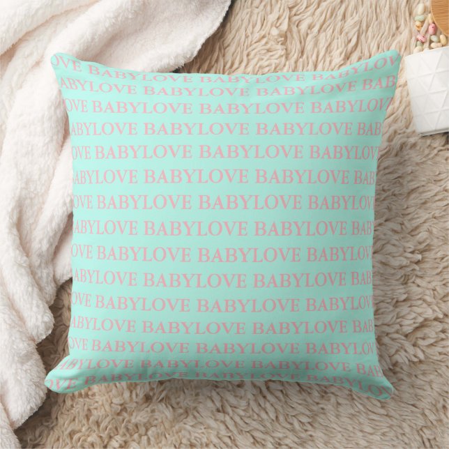 BABY & CO Love Baby Mint Blå & Rosa Nurserydekorat Kudde (Filt)