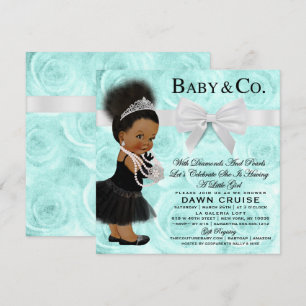 Baby & Co Shower-inbjudan Mörk/Bun Puff Ethnic Inbjudningar