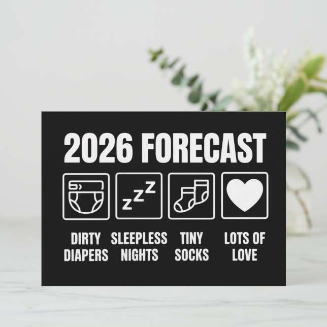 Baby Coming Soon 2026 Forecast Baby Shower Funny  Inbjudningar (Stående Fram)