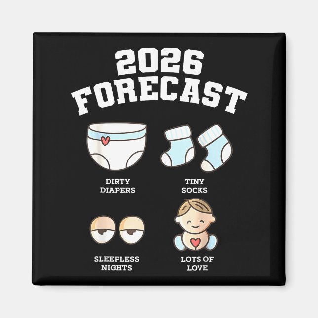 Baby Coming Soon 2026 Forecast Baby Shower Funny N Magnet (Framsidan)