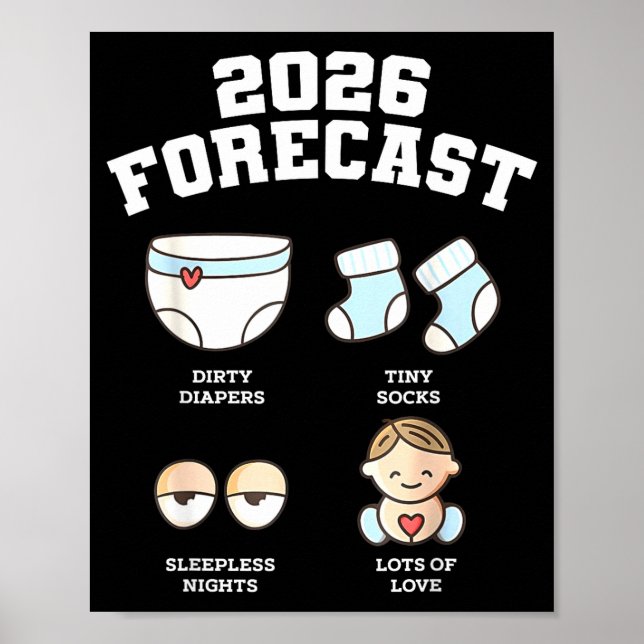 Baby Coming Soon 2026 Forecast Baby Shower Funny N Poster (Framsidan)