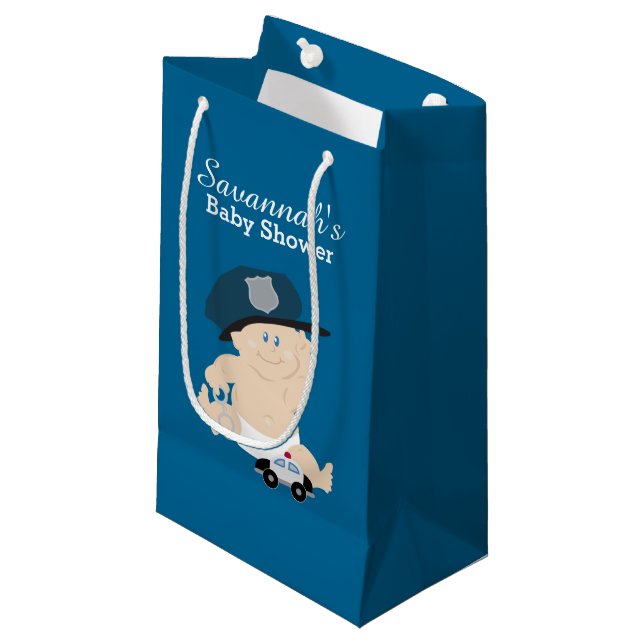 Baby Cop Policeman Baby Shower Gift Bag (Framsidan Vinklad)