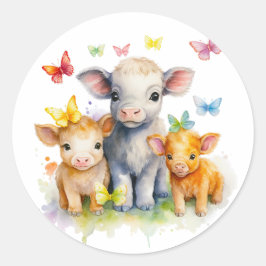 Baby Cow and Butterfly Stickers Runt Klistermärke