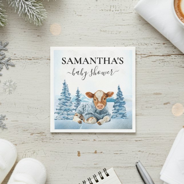 Baby Cow Calf Christmas Winter Farm Pappersservett (Skapare uppladdad)