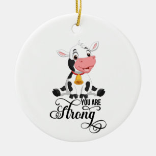 Baby Cow du är stark Julgransprydnad Keramik