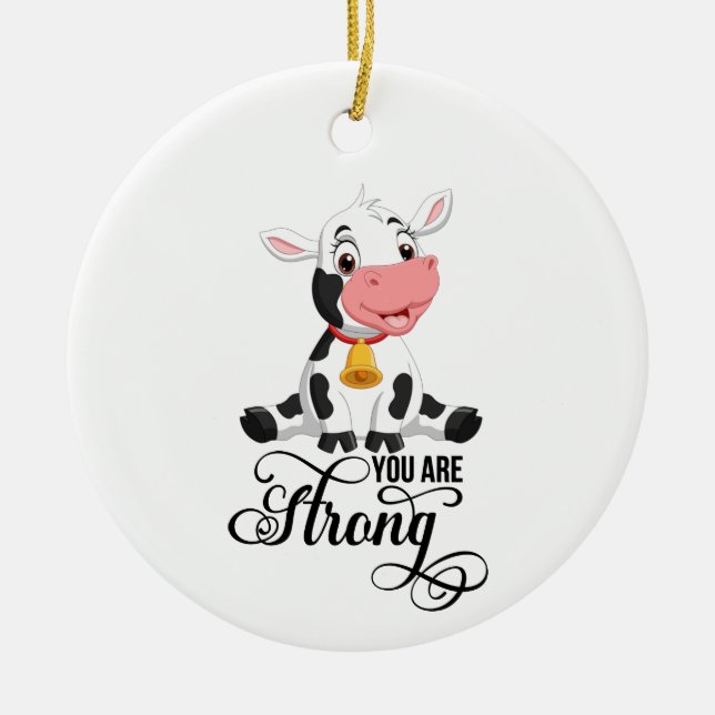Baby Cow du är stark Julgransprydnad Keramik (Framsidan)