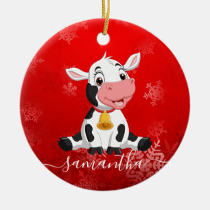 baby Cow Red-julprydnad Julgransprydnad Keramik