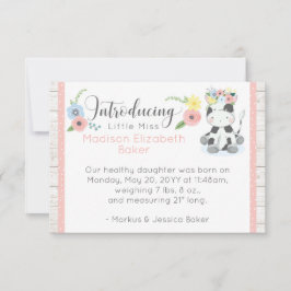 Baby Cow Rustic Blommigt Baby Birth Notice Meddelande