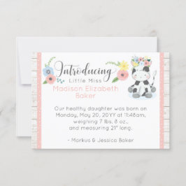 Baby Cow Rustic Blommigt Baby Birth Notice Meddelande