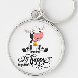 Baby Cow So Lycklig tillsammans Fleece Blanket Rund Silverfärgad Nyckelring